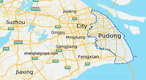 Map of Pudong New Area